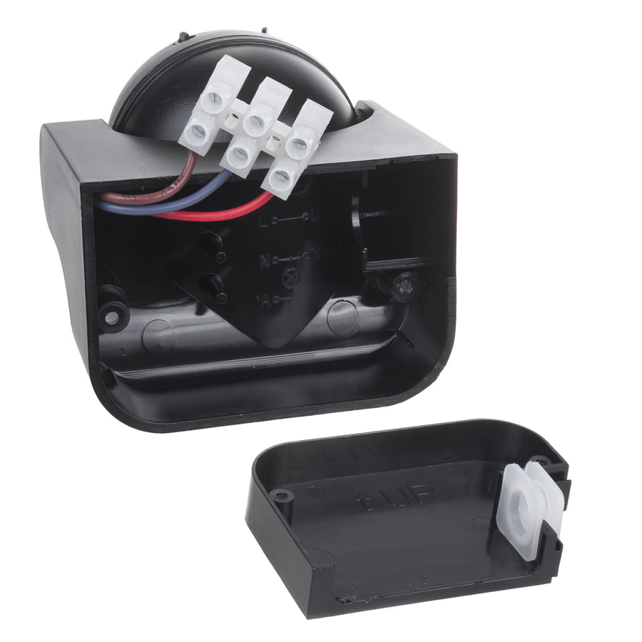 PIR-rörelsesensor Maclean, infraröd, IP44, svart med svart skärm, räckvidd 12 m, max. belastning 300/1200 W, MCE358 B/B