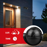 PIR-rörelsesensor Maclean, infraröd, IP44, svart med svart skärm, räckvidd 12 m, max. belastning 300/1200 W, MCE358 B/B