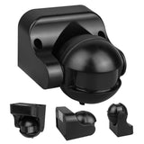 PIR-rörelsesensor Maclean, infraröd, IP44, svart med svart skärm, räckvidd 12 m, max. belastning 300/1200 W, MCE358 B/B