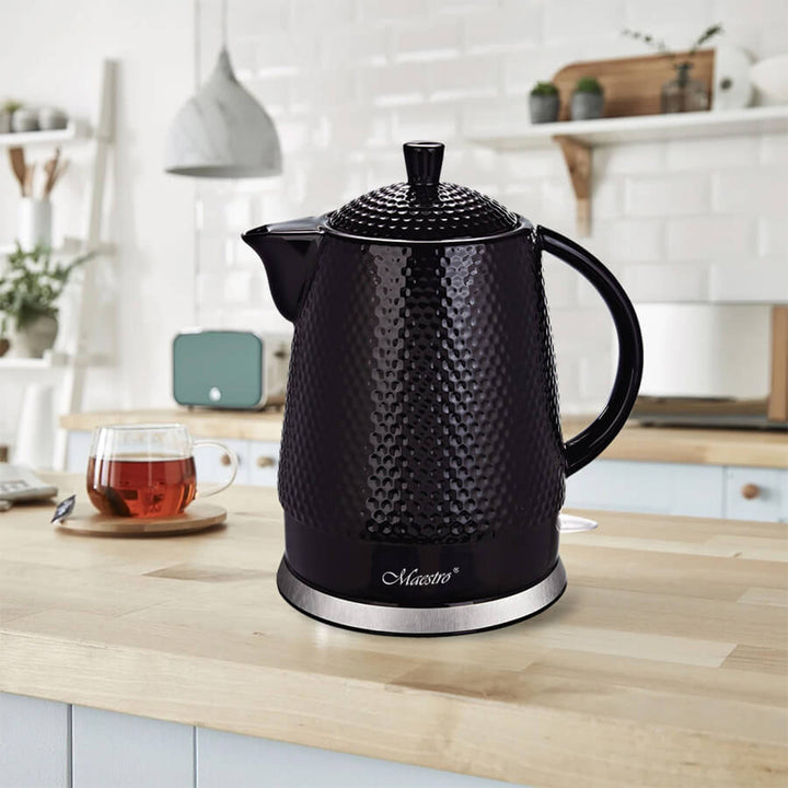 Maestro keramisk vattenkokare, 1,5 liter, 1500W, svart, MR069 UK-kontakt