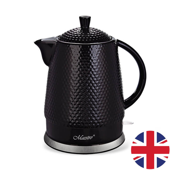 Maestro keramisk vattenkokare, 1,5 liter, 1500W, svart, MR069 UK-kontakt