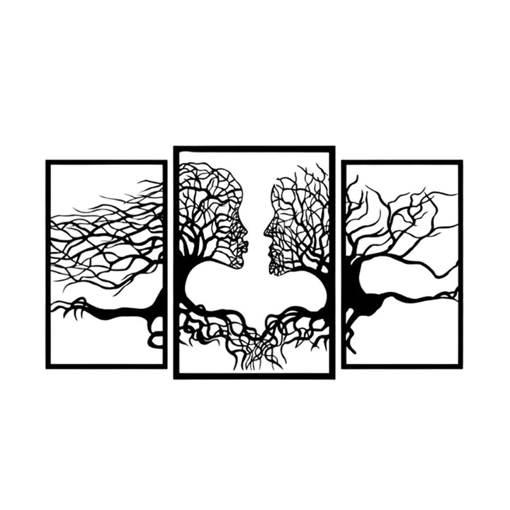 Eyoka genombruten målning, 3D-väggdekoration, 3D-målning "Faces from the trees" 120x67cm Svart