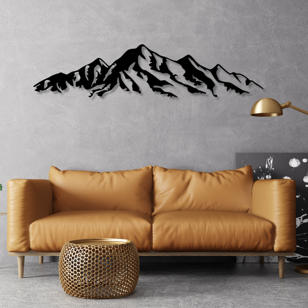 Genombruten bild, 3D-väggdekoration, 3D-bild "Alpernas berg" 80x18cm Svart