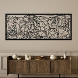 Genombruten målning, 3D-väggdekoration, 3D-målning "Guernica av Pablo Picasso" 120x48cm Svart