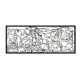 Genombruten målning, 3D-väggdekoration, 3D-målning "Guernica av Pablo Picasso" 120x48cm Svart