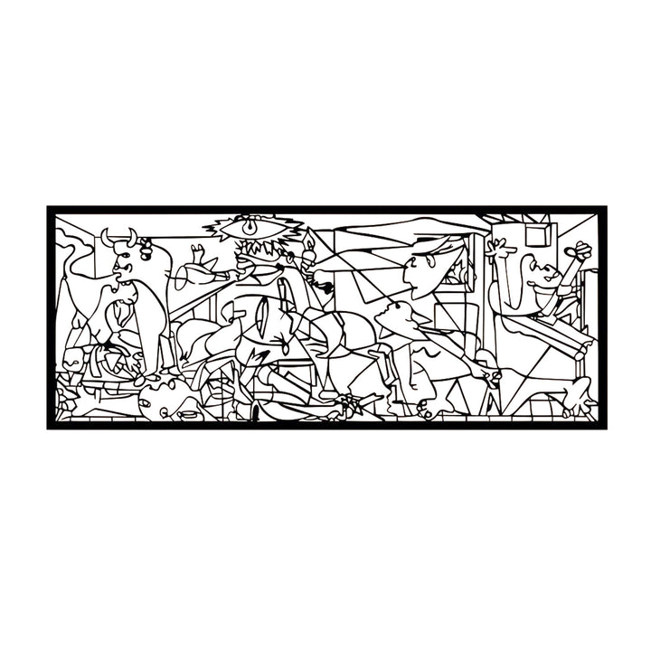 Genombruten målning, 3D-väggdekoration, 3D-målning "Guernica av Pablo Picasso" 120x48cm Svart