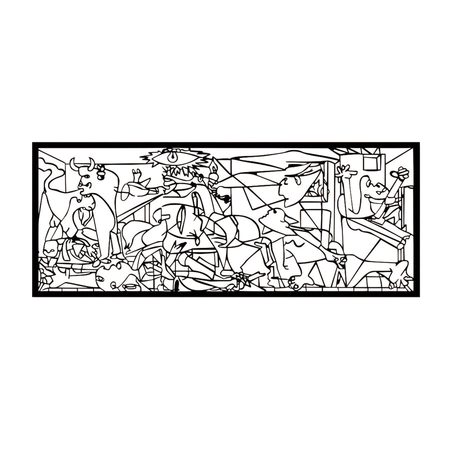 Genombruten målning, 3D-väggdekoration, 3D-målning "Guernica av Pablo Picasso" 120x48cm Svart