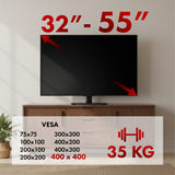 Universal TV-stativ Maclean, för RTV-skåp, stativ, max. 35 kg, rotation 20 grader, för TV 32-55", MC-132