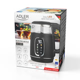 Elektrisk vattenkokare i glas 1,7L Adler, Svart och silver, Temperaturkontroll, LED-display, AD 1305 bs