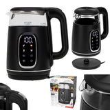 Elektrisk vattenkokare i glas 1,7L Adler, Svart och silver, Temperaturkontroll, LED-display, AD 1305 bs