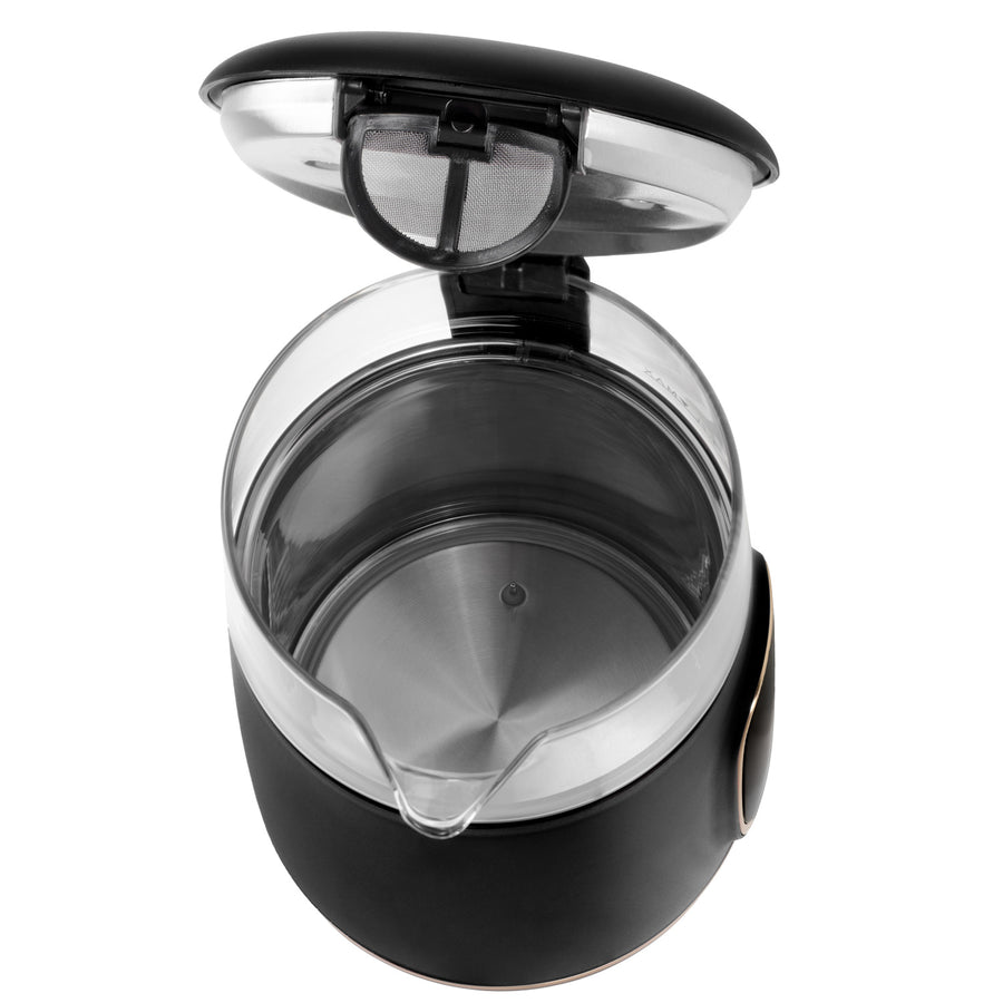 Adler vattenkokare i glas 1,7L, Svart och guld, Temperaturkontroll, LED-display, AD 1305 bg