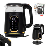 Adler vattenkokare i glas 1,7L, Svart och guld, Temperaturkontroll, LED-display, AD 1305 bg