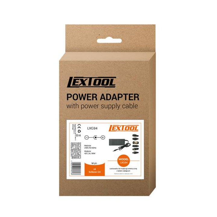 Lextool laddare för skotrar och elfordon, 6 kontakter, 230V AC, 42V DC 2A, LXG94