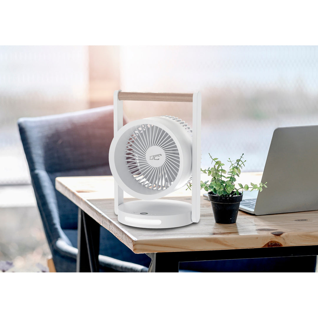 LTC trådlös bordsfläkt, nattlampa och LED-display, 5 hastighetsnivåer, 3600 mAh batteri, LXWB17