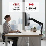 Maclean monitorfäste, gasfjäder, 17"-32", 2-10kg, svart, MC-133