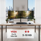 Fäste för 2 Maclean-skärmar, gasfjäder, 17"-32", 2-10 kg, svart, MC-136