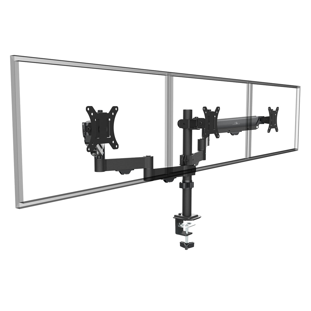 Fäste för 3 Maclean-skärmar, gasfjäder, 17"-27", 2-8 kg, svart, MC-137
