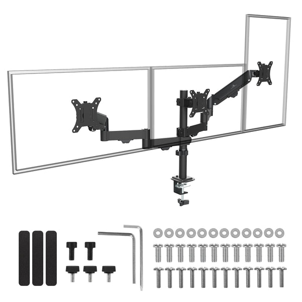 Fäste för 3 Maclean-skärmar, gasfjäder, 17"-27", 2-8 kg, svart, MC-137