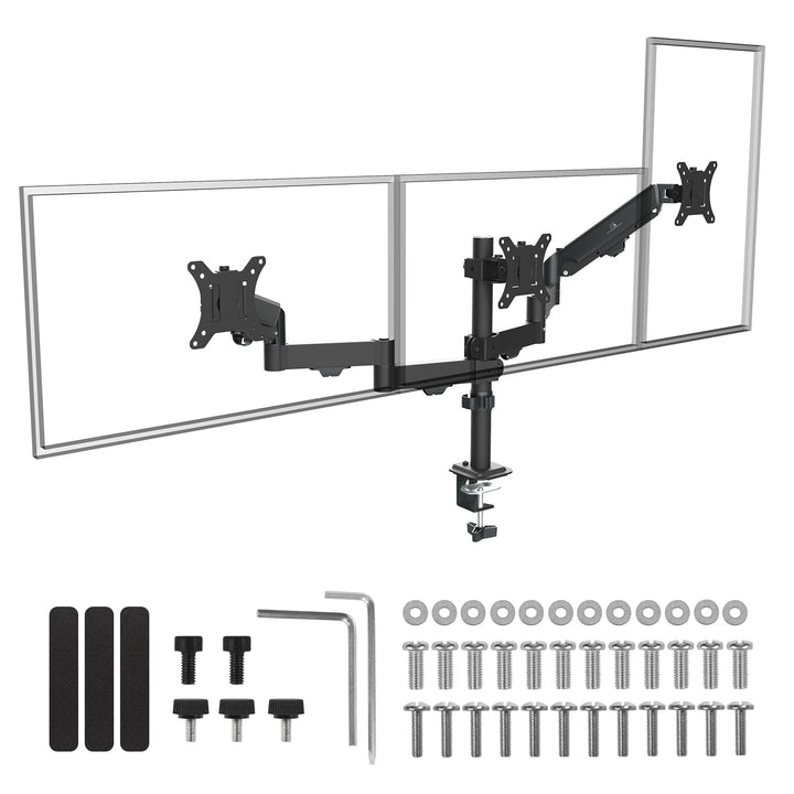 Fäste för 3 Maclean-skärmar, gasfjäder, 17"-27", 2-8 kg, svart, MC-137