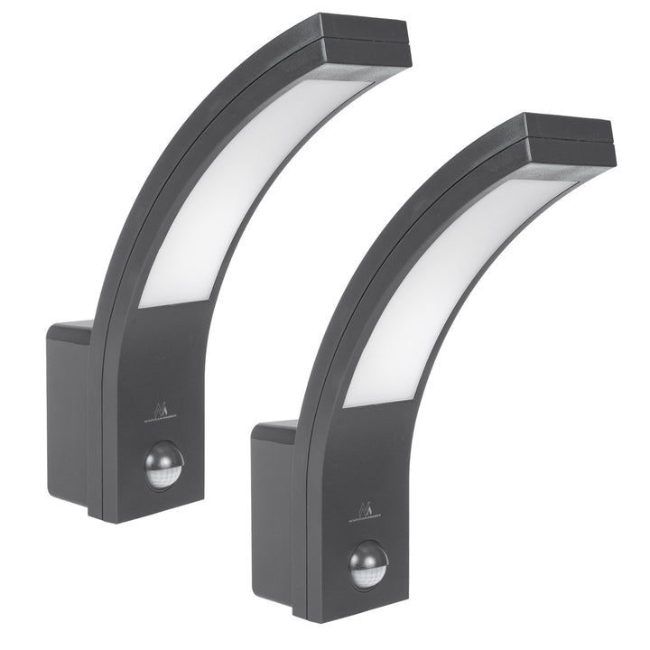 Maclean rörelsesensor LED-lampa, PIR rörelsesensor, grå, 10W, IP54, 750lm, neutralvit (4000K) MCE244 GR, 2 st