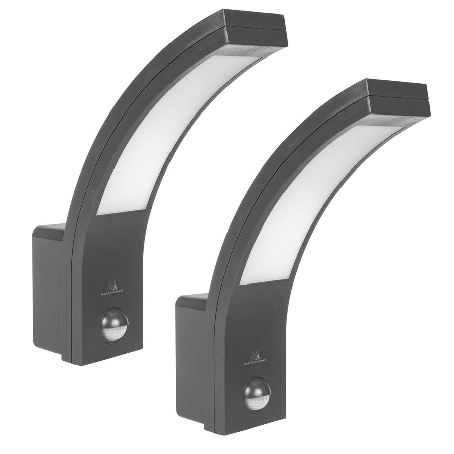 Maclean rörelsesensor LED-lampa, PIR rörelsesensor, grå, 10W, IP54, 750lm, neutralvit (4000K) MCE244 GR, 2 st