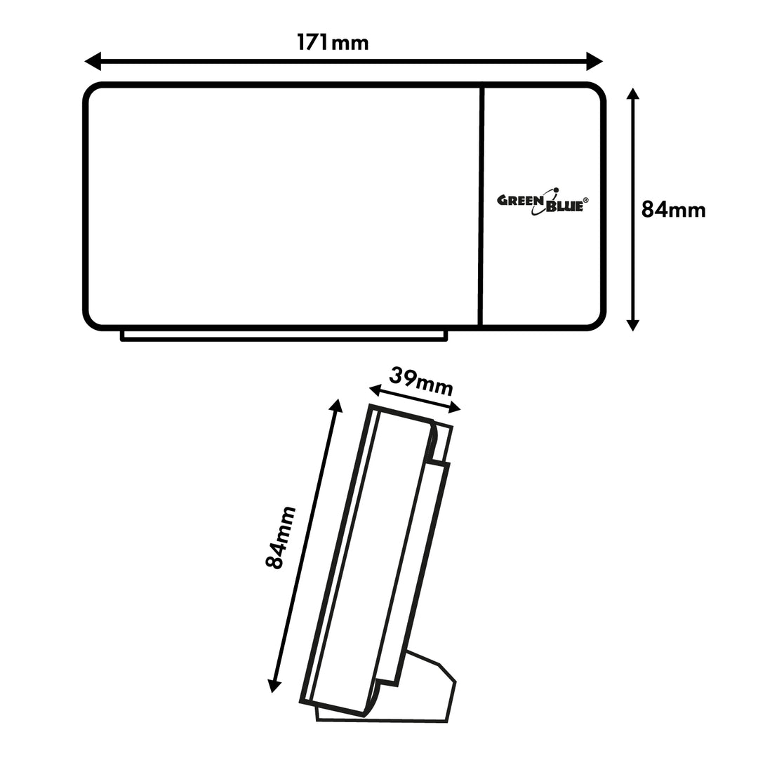 Digital LED-radioväckarklocka med GreenBlue-projektor, FM-radio, alarm, 12/24-timmars klocka, strömförsörjning USB 5V DC + CR2032, GB172