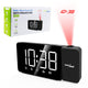 Digital LED-radioväckarklocka med GreenBlue-projektor, FM-radio, alarm, 12/24-timmars klocka, strömförsörjning USB 5V DC + CR2032, GB172