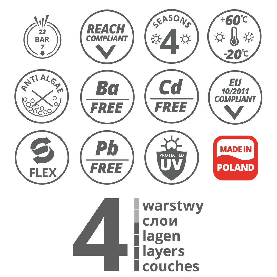 Vartco Ljusblå 1" 30m 4-lagers 22 bar trädgårdsslang