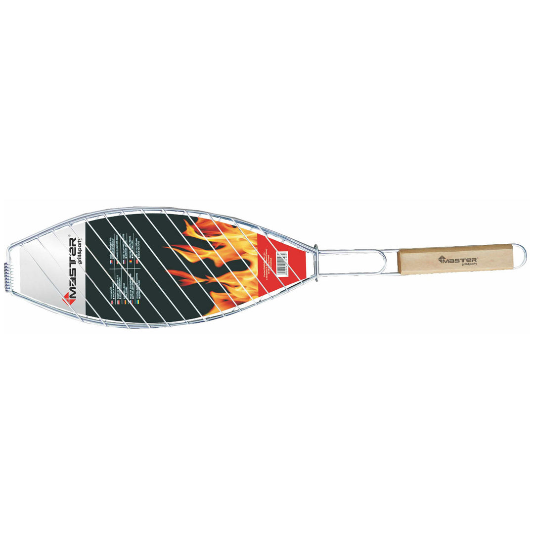 Master Grill & Party fiskrost, förkromat stål, trähandtag, 68 cm, MG148A