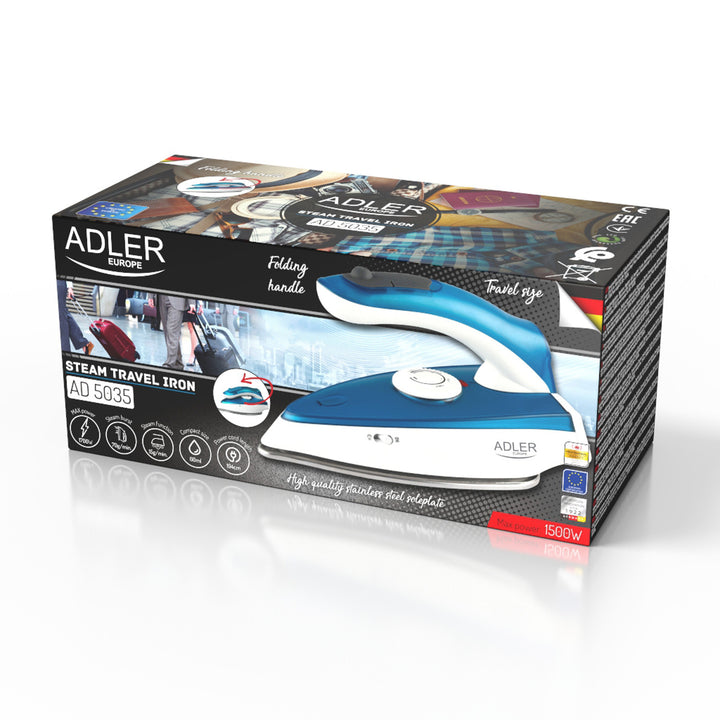 Adler turiststrykjärn, med ånga, fällbart handtag, effekt 1700W, AD 5035