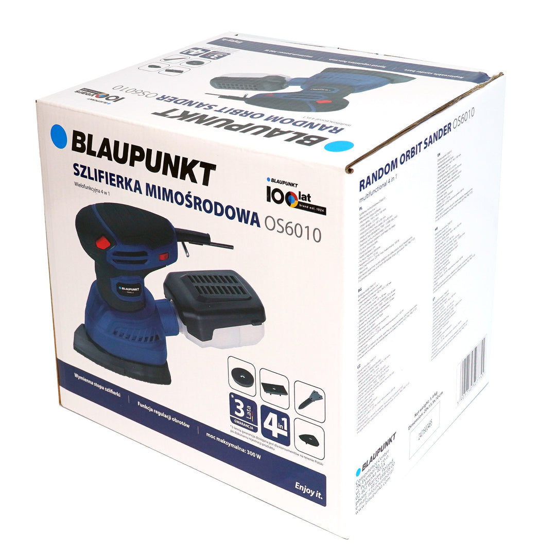 Blaupunkt slipmaskin, 300 W, utbytbara slipfötter, oscillerande diameter 1,8 mm, OS6010