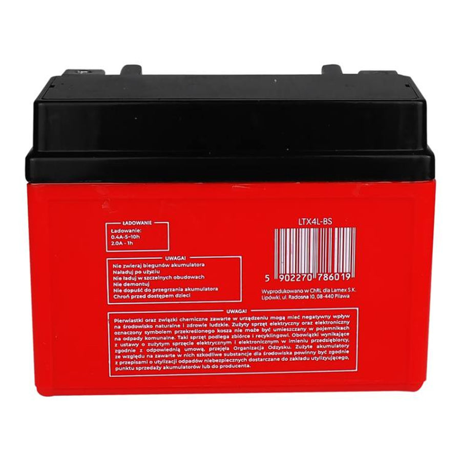 Lamex gelbatteri, motorcykel, 12V, 4Ah, LTX4L-BS