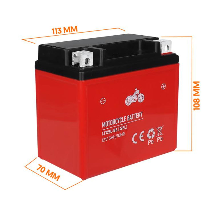 Lamex gelbatteri, motorcykel, 12V, 5Ah, LTX5L-BS