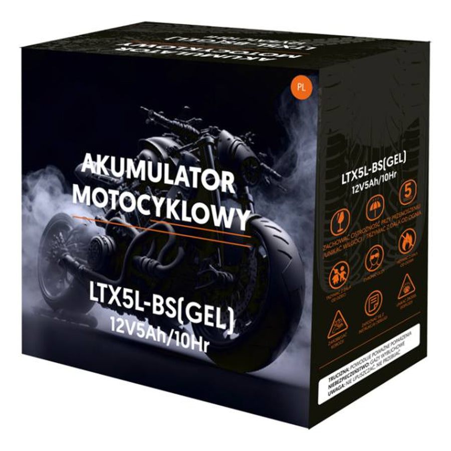 Lamex gelbatteri, motorcykel, 12V, 5Ah, LTX5L-BS