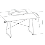 Gamingbord med monitorhylla NanoRS, 50kg max, höjd 850mm, svart, RS170+Kabelarrangör / bordsgaller Nano RS, 1345mm, svart och röd, RS125