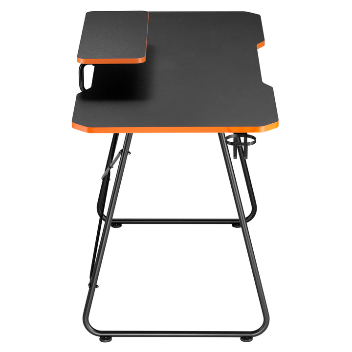 Gamingbord med monitorhylla NanoRS, 50kg max, höjd 850mm, svart, RS170+Kabelarrangör / bordsgaller Nano RS, 1345mm, svart och röd, RS125