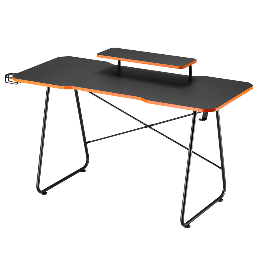 Gamingbord med monitorhylla NanoRS, 50kg max, höjd 850mm, svart, RS170+Kabelarrangör / bordsgaller Nano RS, 1345mm, svart och röd, RS125