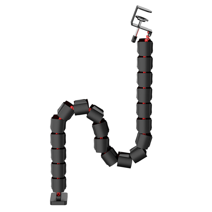 Gamingbord med monitorhylla NanoRS, 50kg max, höjd 850mm, svart, RS170+Kabelarrangör / bordsgaller Nano RS, 1345mm, svart och röd, RS125