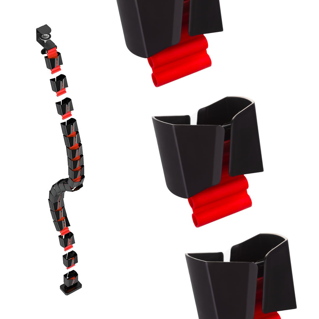 Gamingbord med monitorhylla NanoRS, 50kg max, höjd 850mm, svart, RS170+Kabelarrangör / bordsgaller Nano RS, 1345mm, svart och röd, RS125