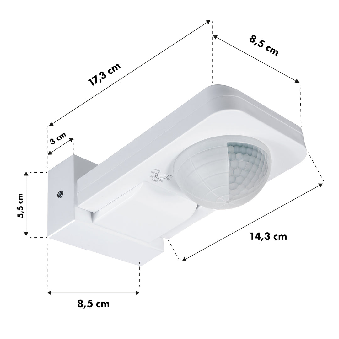 Maclean PIR-rörelsedetektor, infraröd, IP65, max 2000W, MCE243, 2 st