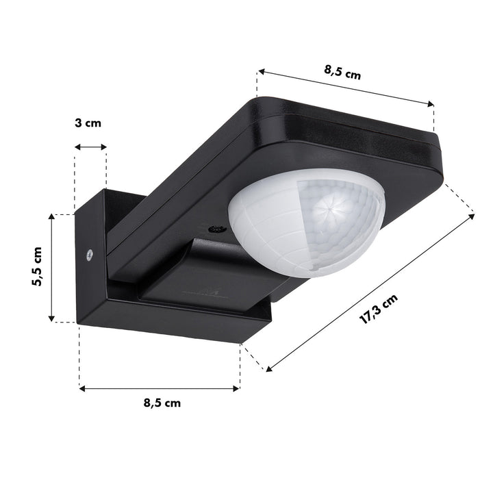 Maclean PIR-rörelsedetektor, infraröd, IP65, max 2000W, svart, MCE243 B, 2 st