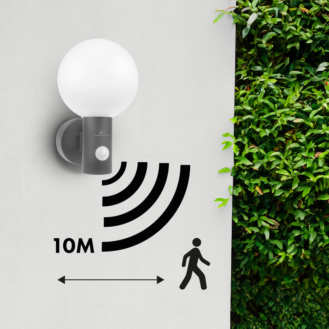 Maclean rörelsesensor LED-lampa, PIR rörelsesensor, grå, 15W, IP65, 1600lm, neutralvit (4000K) MCE515 GR, 2 st