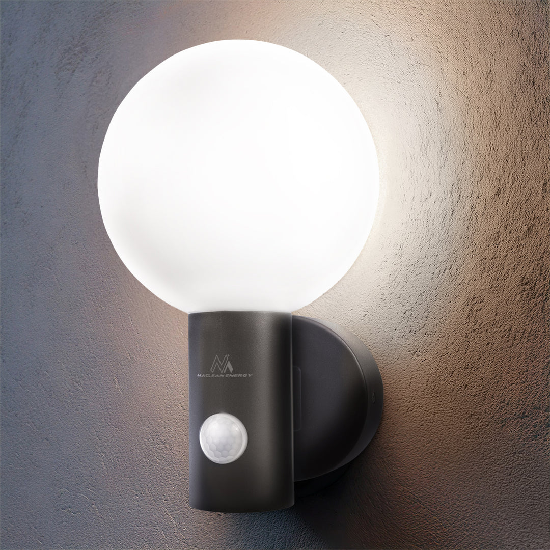 Maclean rörelsesensor LED-lampa, PIR rörelsesensor, grå, 15W, IP65, 1600lm, neutralvit (4000K) MCE515 GR, 2 st