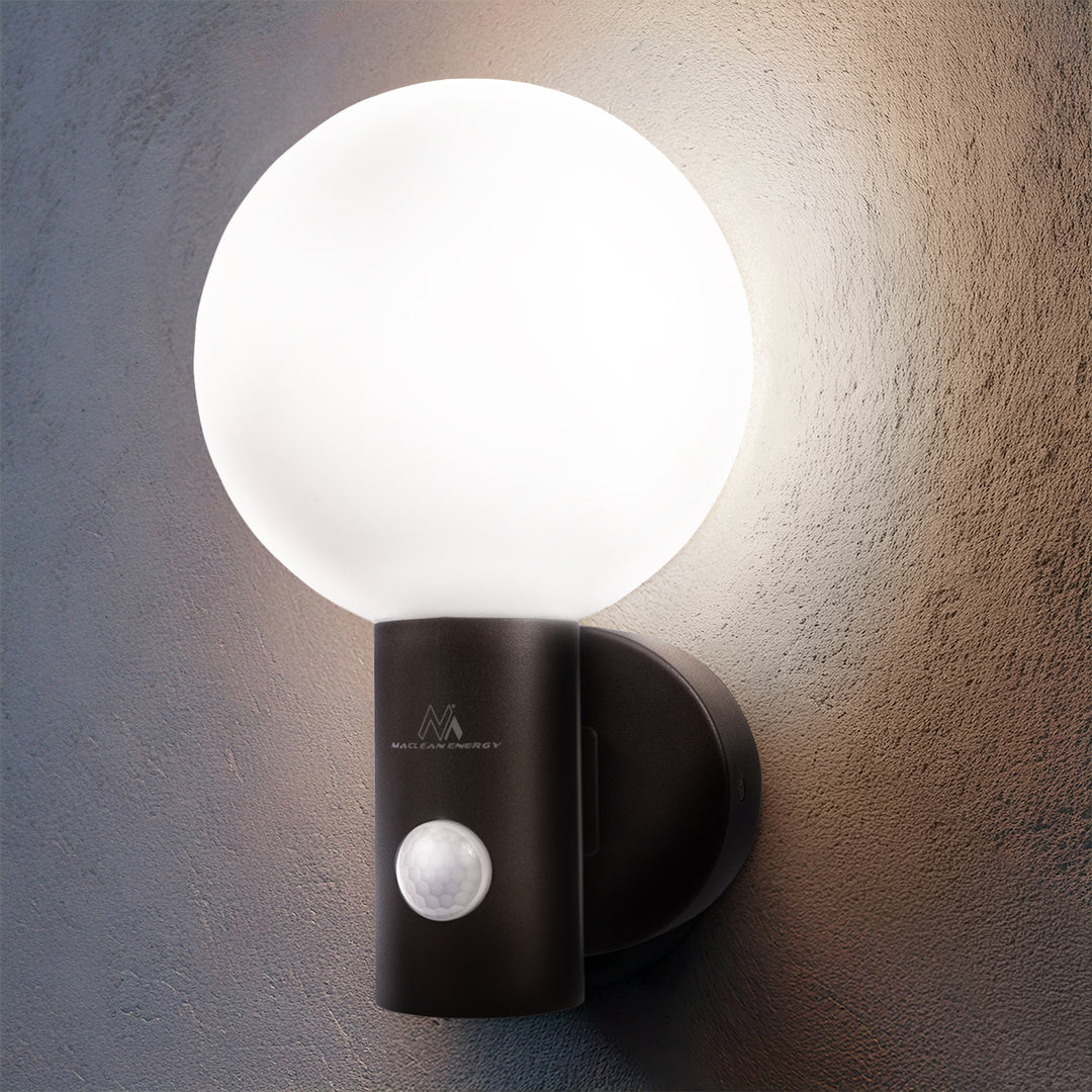 Maclean rörelsesensor LED-lampa, PIR rörelsesensor, svart, 15W, IP65, 1600lm, neutralvit (4000K) MCE515 B, 2 st