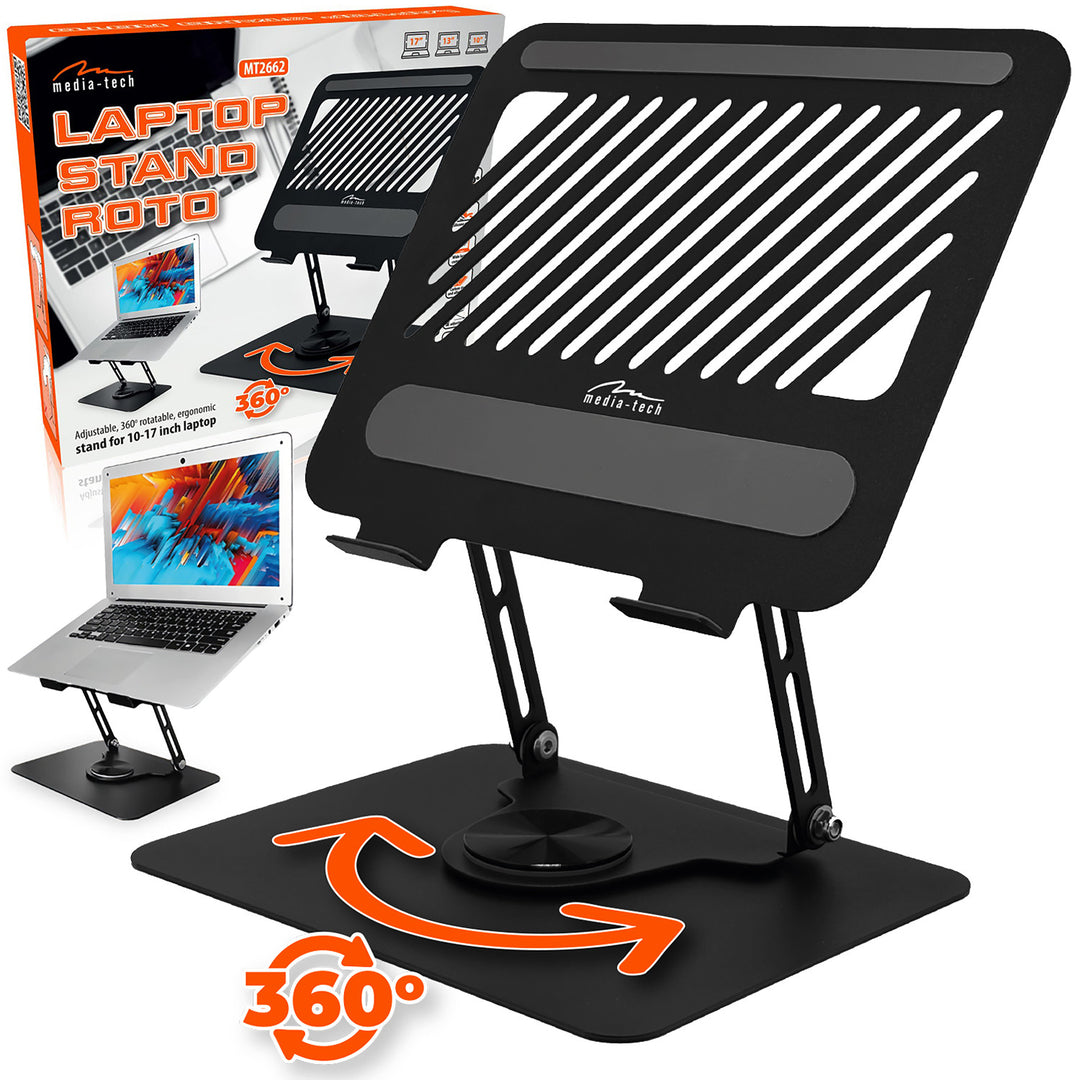 Justerbart, vridbart, ergonomiskt laptop-stativ 10-17, Media-Tech MT2662