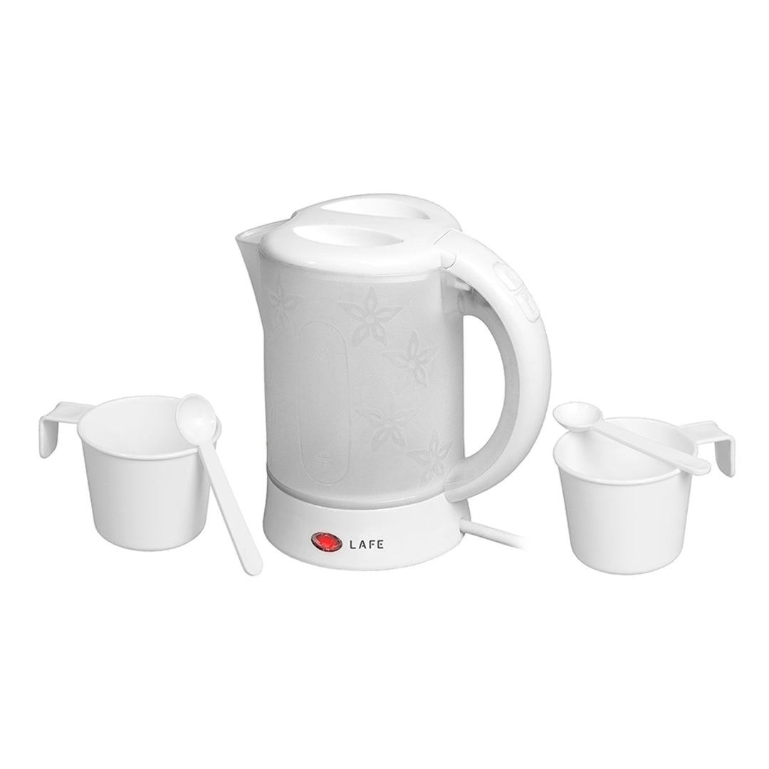 Lafe vattenkokare, turist, 600W, kapacitet 0,6l, 2 koppar, 2 skedar, vit, Scandi