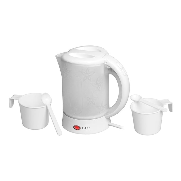 Lafe vattenkokare, turist, 600W, kapacitet 0,6l, 2 koppar, 2 skedar, vit, Scandi