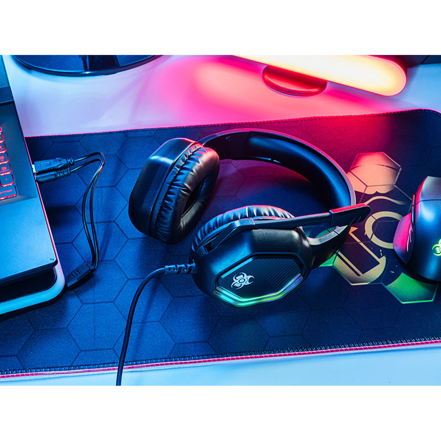 Tracer gaming-hörlurar, RGB-bakgrundsbelysning, vikbar mikrofon, Gamezone GZ X3