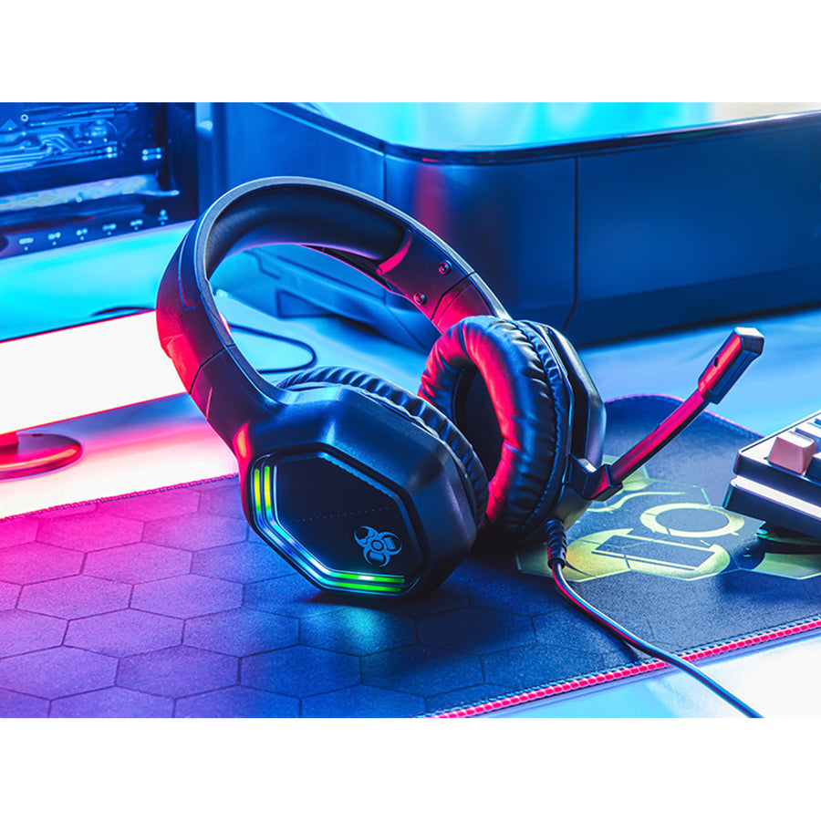 Tracer gaming-hörlurar, RGB-bakgrundsbelysning, vikbar mikrofon, Gamezone GZ X3