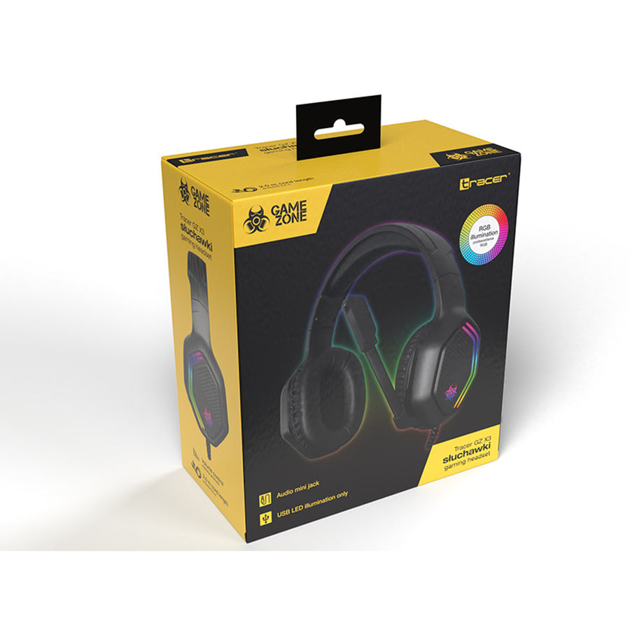 Tracer gaming-hörlurar, RGB-bakgrundsbelysning, vikbar mikrofon, Gamezone GZ X3